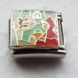 Enamel red Riding Hood wolf 9mm stainless steel Italian charm bracelet link new